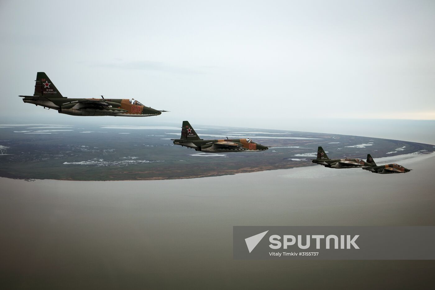 Flight training of Sukhoi SU-25 crews in Primorsko-Akhtarsk