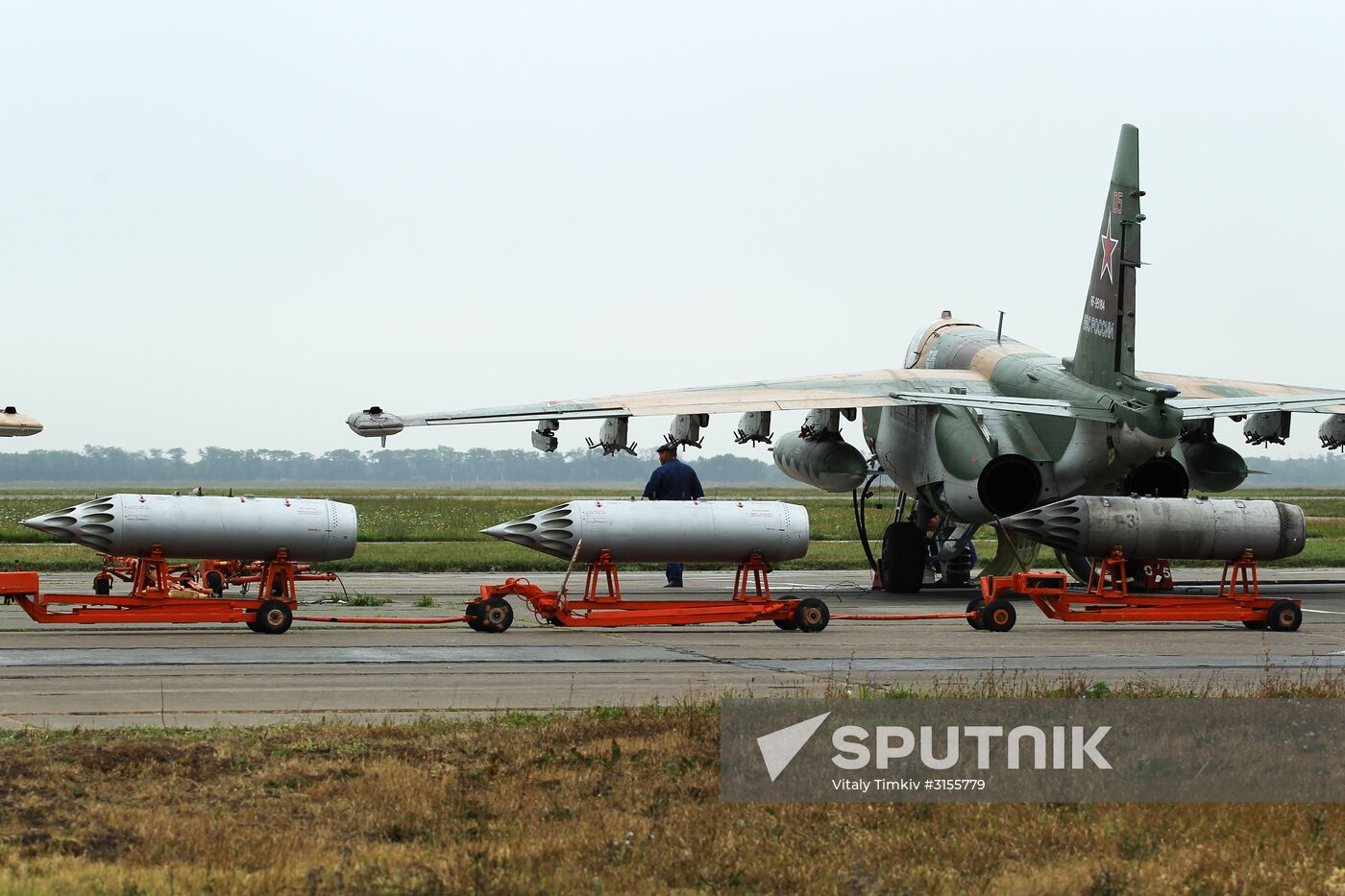 Flight training of Sukhoi SU-25 crews in Primorsko-Akhtarsk