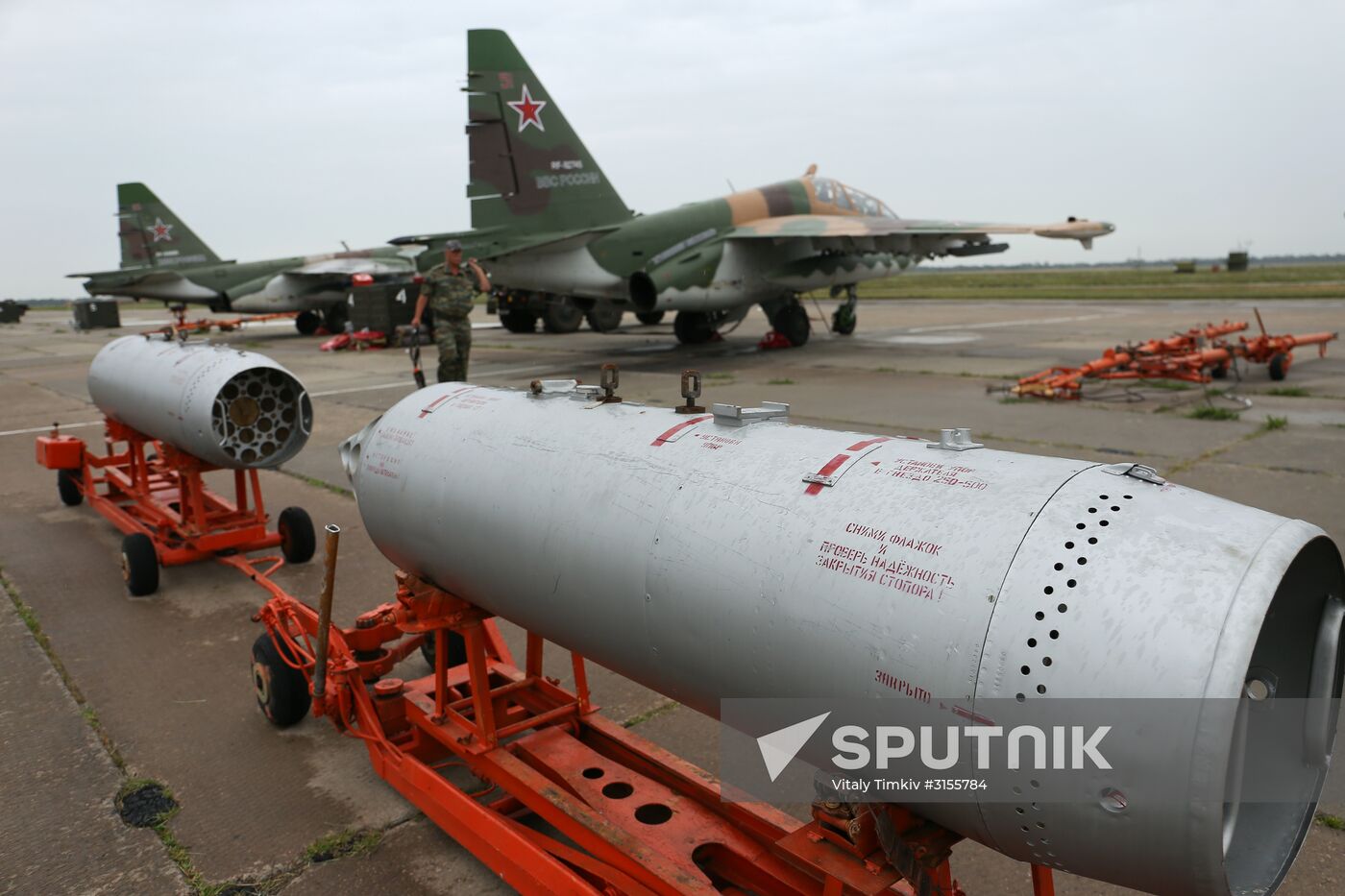 Flight training of Sukhoi SU-25 crews in Primorsko-Akhtarsk
