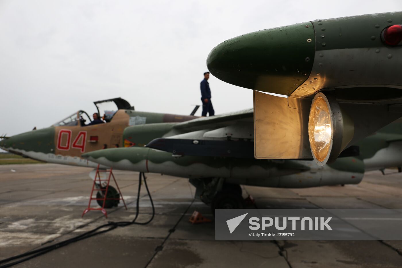 Flight training of Sukhoi SU-25 crews in Primorsko-Akhtarsk