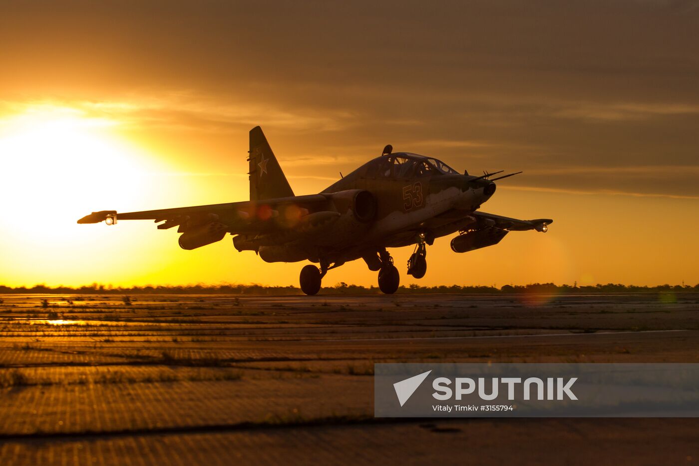 Flight training of Sukhoi SU-25 crews in Primorsko-Akhtarsk