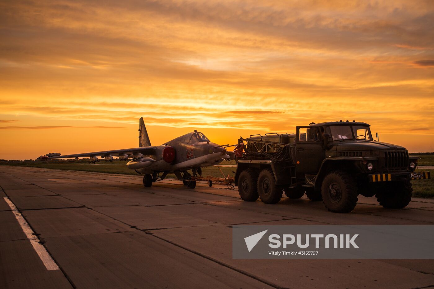 Flight training of Sukhoi SU-25 crews in Primorsko-Akhtarsk