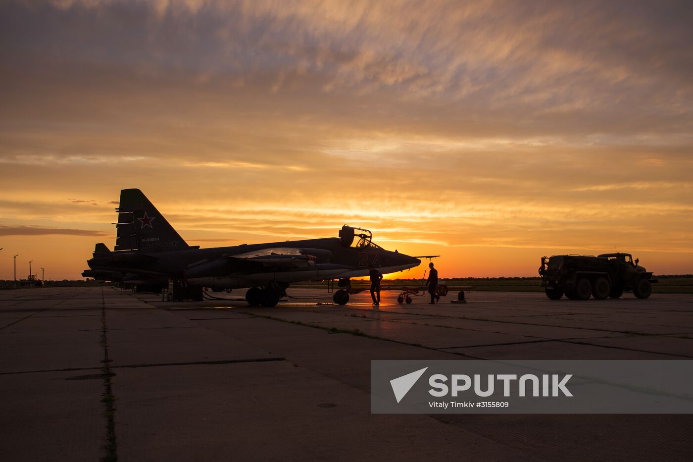 Flight training of Sukhoi SU-25 crews in Primorsko-Akhtarsk