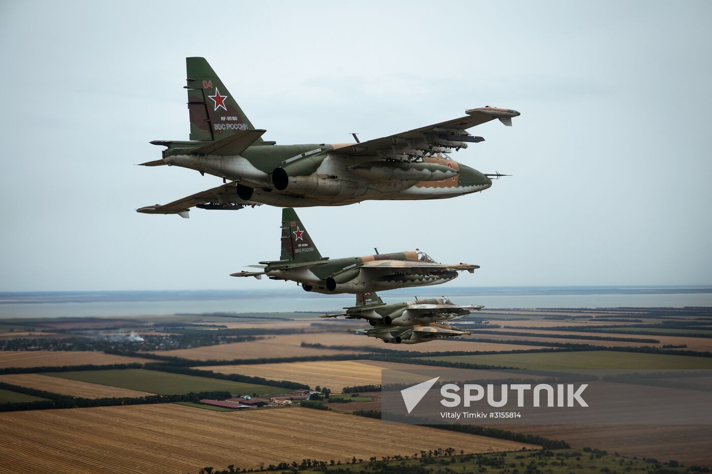 Flight training of Sukhoi SU-25 crews in Primorsko-Akhtarsk