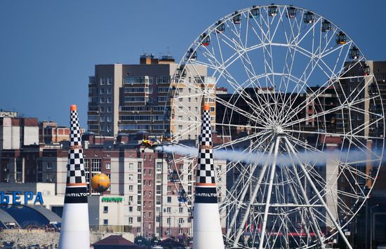 Preparing for Red Bull Air Race stage in Kazan