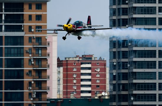 Preparing for Red Bull Air Race stage in Kazan