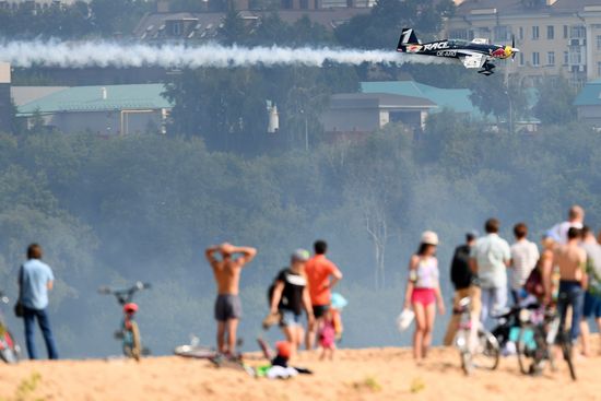 Preparing for Red Bull Air Race stage in Kazan