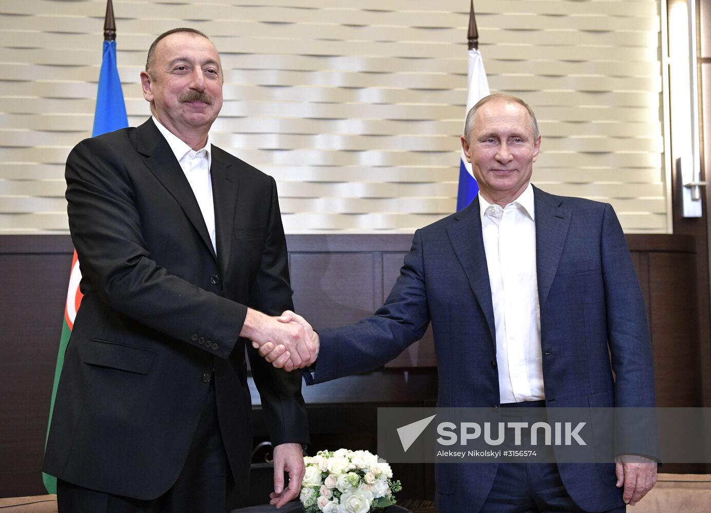 Russian President Vladimir Putin meets with President of Azerbaijan Ilham Aliyev