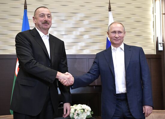 Russian President Vladimir Putin meets with President of Azerbaijan Ilham Aliyev