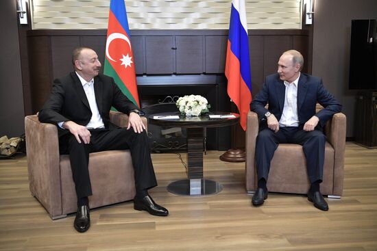 Russian President Vladimir Putin meets with President of Azerbaijan Ilham Aliyev