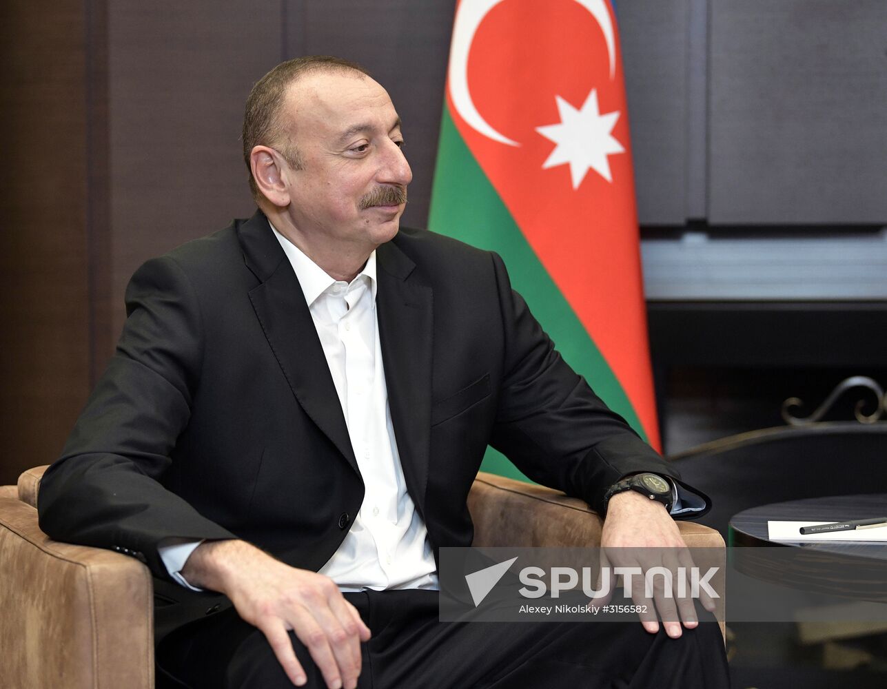 Russian President Vladimir Putin meets with President of Azerbaijan Ilham Aliyev