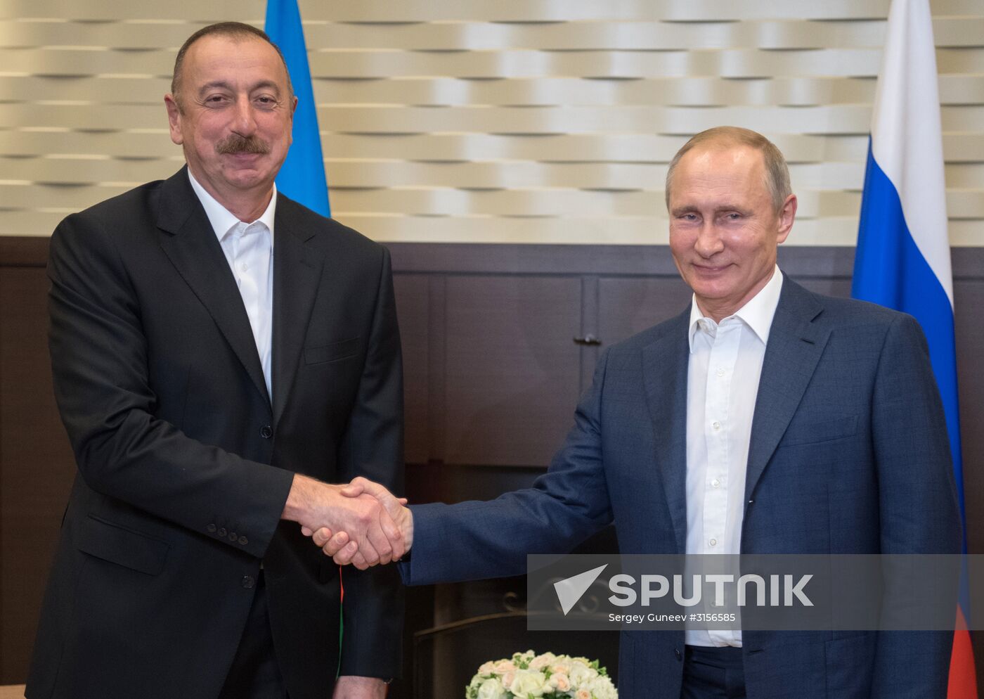 Russian President Vladimir Putin meets with President of Azerbaijan Ilham Aliyev