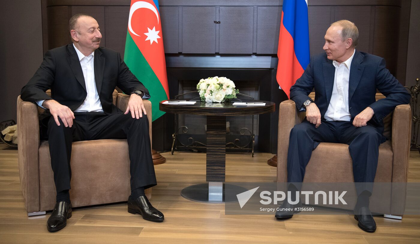 Russian President Vladimir Putin meets with President of Azerbaijan Ilham Aliyev