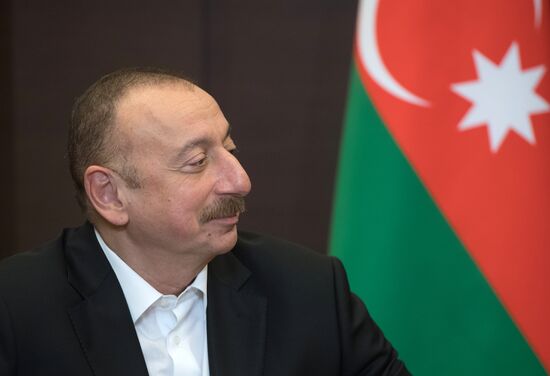 Russian President Vladimir Putin meets with President of Azerbaijan Ilham Aliyev