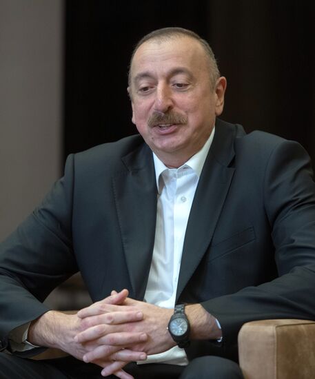 Russian President Vladimir Putin meets with President of Azerbaijan Ilham Aliyev
