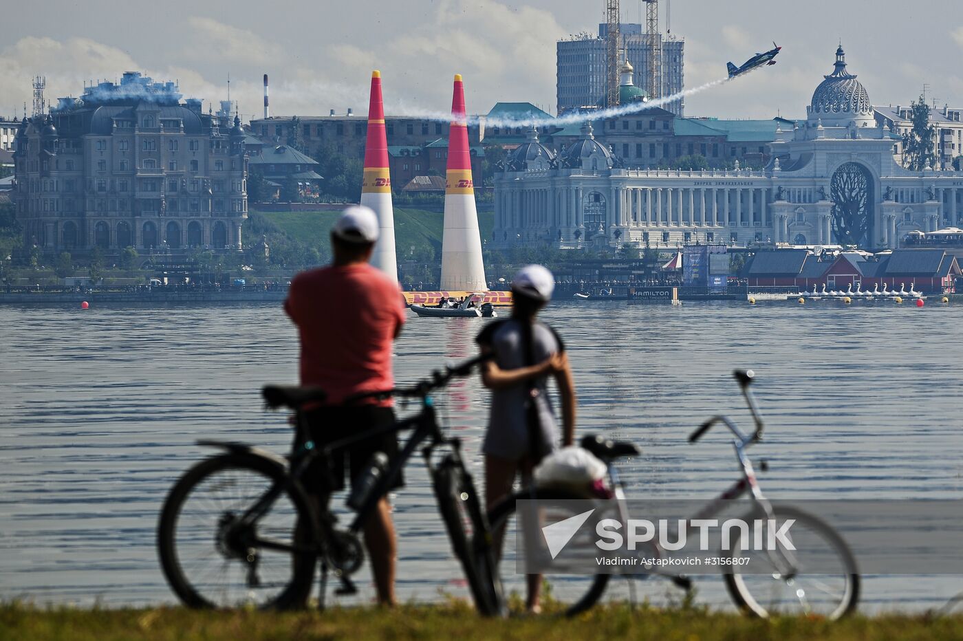 Preparing for Red Bull Air Race stage in Kazan