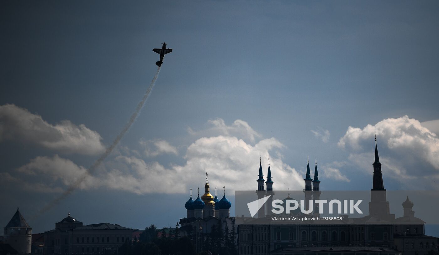 Preparing for Red Bull Air Race stage in Kazan