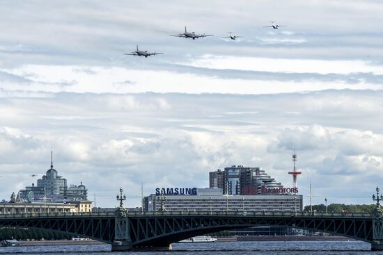 Rehearsal of Russian Navy Day parade in St. Petersburg