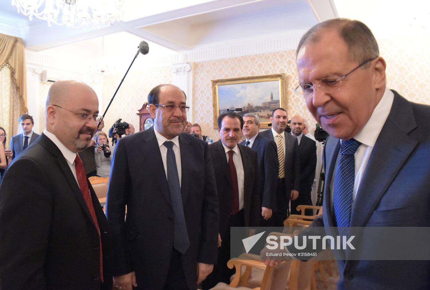 Russia's Foreign Minister Sergei Lavrov meets with Iraq's Vice President Nouri al-Maliki