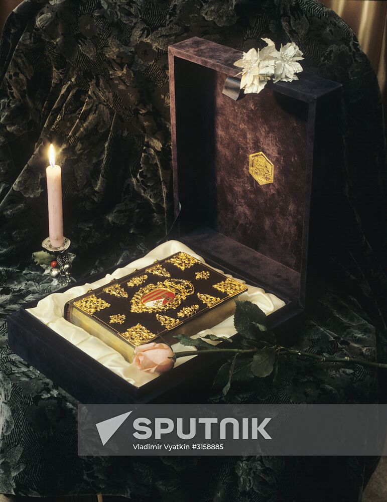 Book decorated with applique