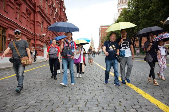 Tourists in Moscow