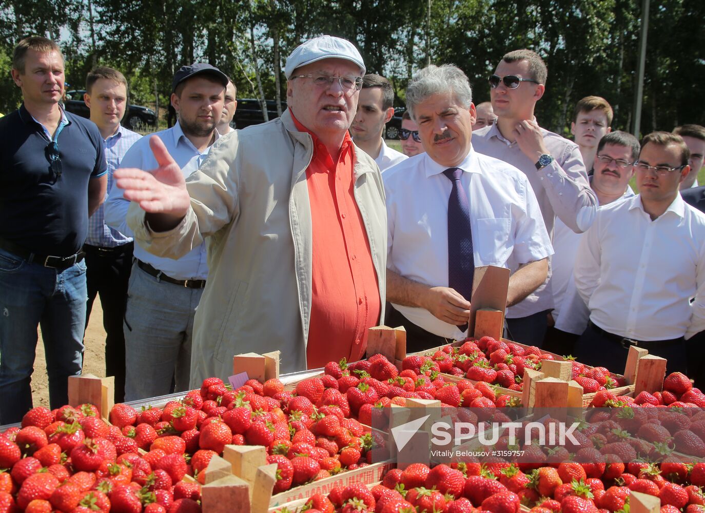 Liberal Democratic Party leader Vladimir Zhirinovsky visits Sovkhoz Imeni Lenina farming community