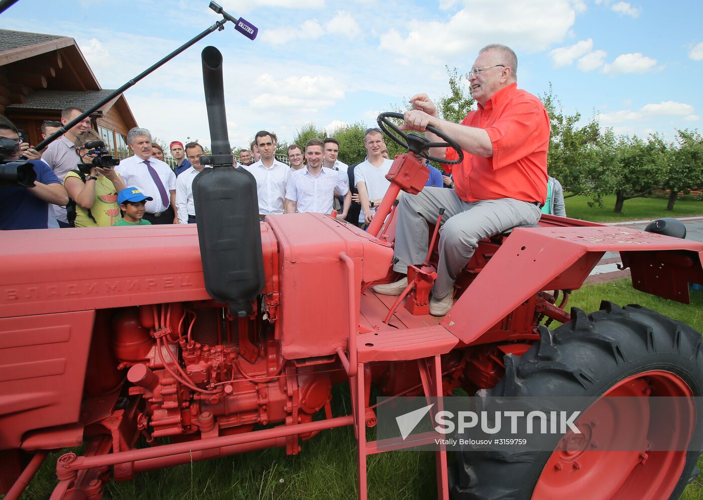 Liberal Democratic Party leader Vladimir Zhirinovsky visits Sovkhoz Imeni Lenina farming community