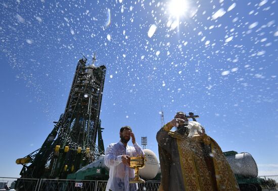 Blessing of Soyuz-FG launch vehicle and Soyuz MS-05 spacecraft