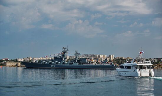 Final rehearsal of naval parade in Sevastopol