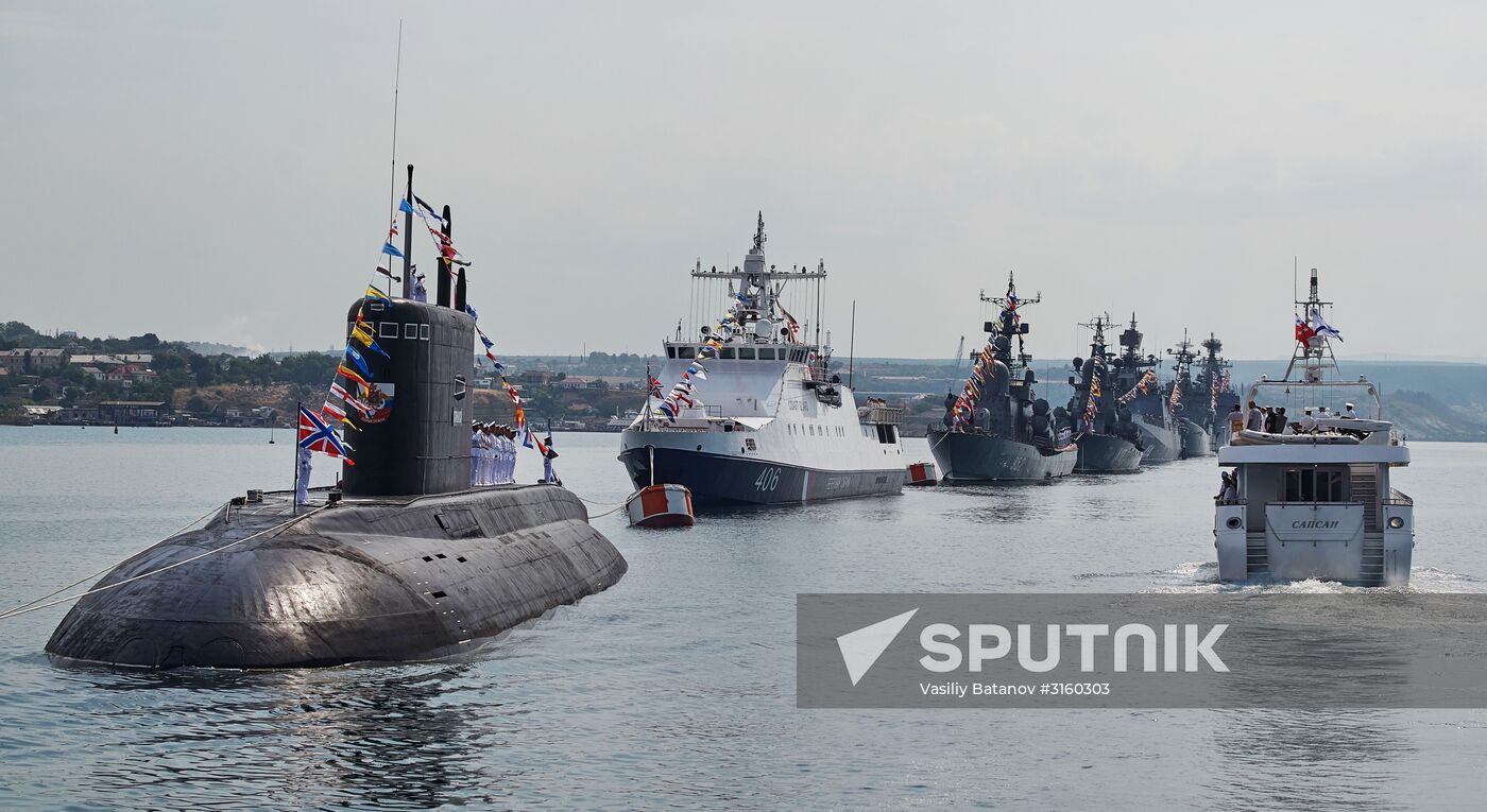 Final rehearsal of naval parade in Sevastopol