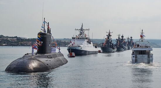 Final rehearsal of naval parade in Sevastopol