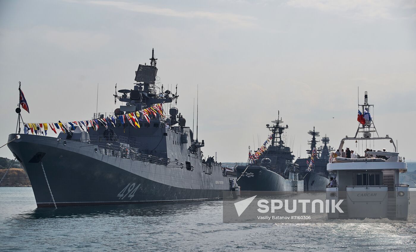 Final rehearsal of naval parade in Sevastopol