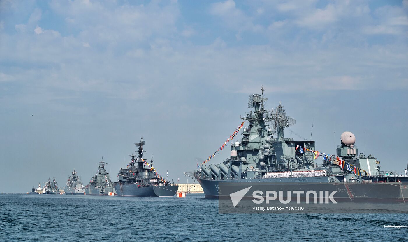 Final rehearsal of naval parade in Sevastopol