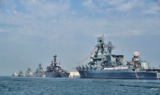 Final rehearsal of naval parade in Sevastopol