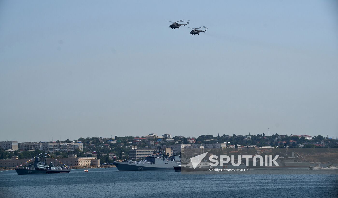 Final rehearsal of naval parade in Sevastopol