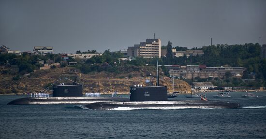 Final rehearsal of naval parade in Sevastopol