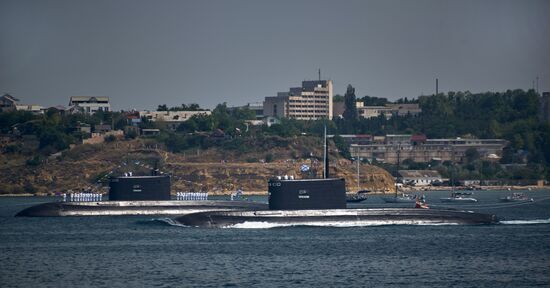 Final rehearsal of naval parade in Sevastopol