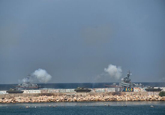 Final rehearsal of naval parade in Sevastopol