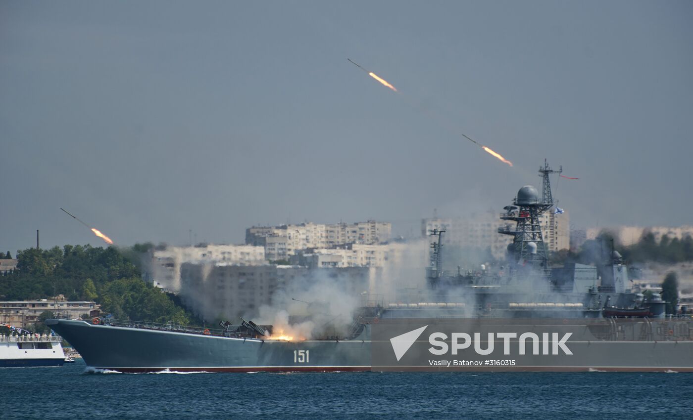 Final rehearsal of naval parade in Sevastopol