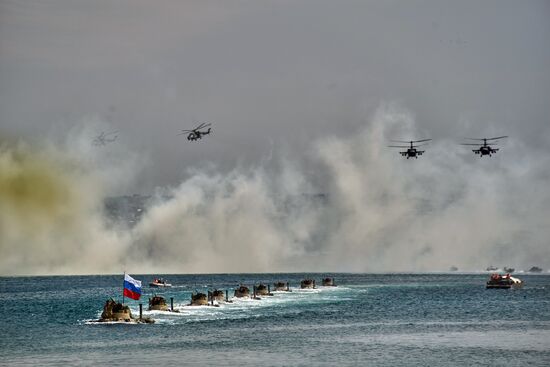 Final rehearsal of naval parade in Sevastopol