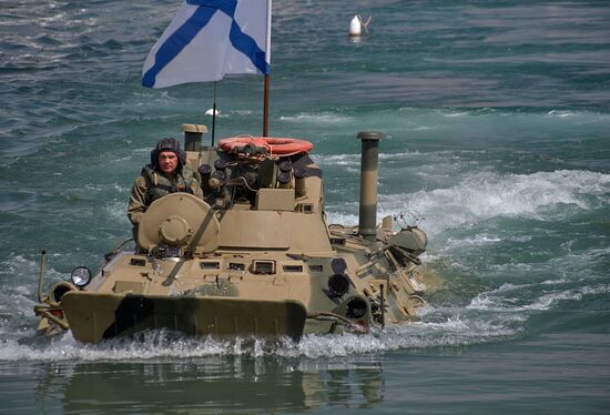 Final rehearsal of naval parade in Sevastopol