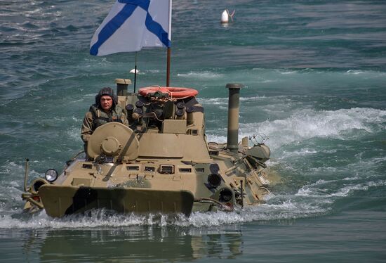 Final rehearsal of naval parade in Sevastopol