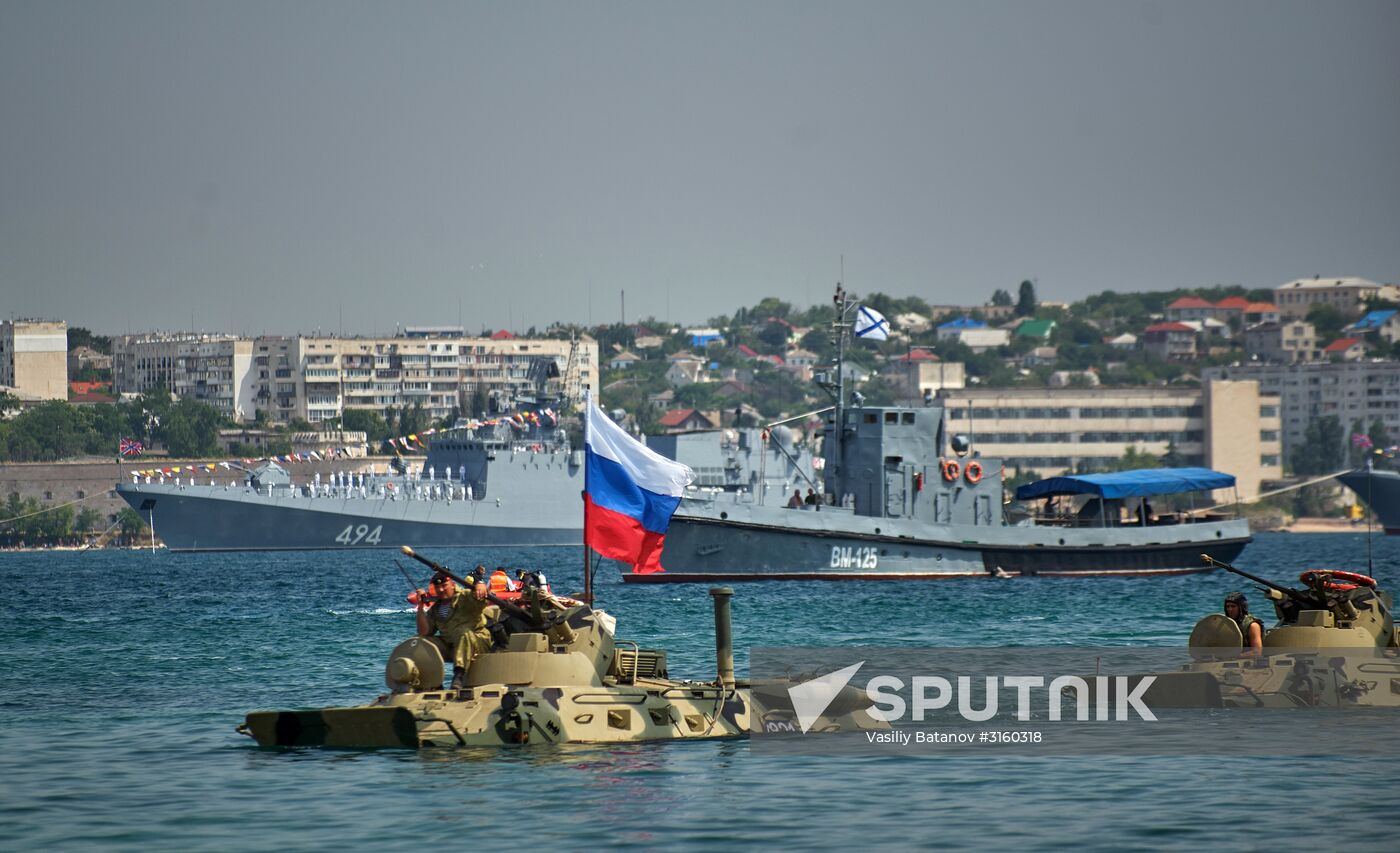 Final rehearsal of naval parade in Sevastopol