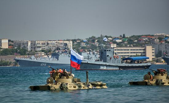 Final rehearsal of naval parade in Sevastopol