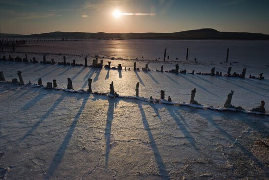Lake Chokrak in Crimea