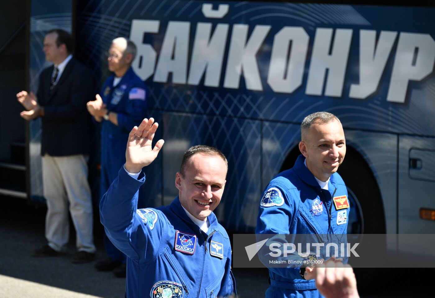 Launch of Soyuz MS-05 manned spaceflight with ISS Expedition 52/53 crew members