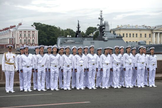 Dress rehearsal of Navy Day Parade in St. Petersburg