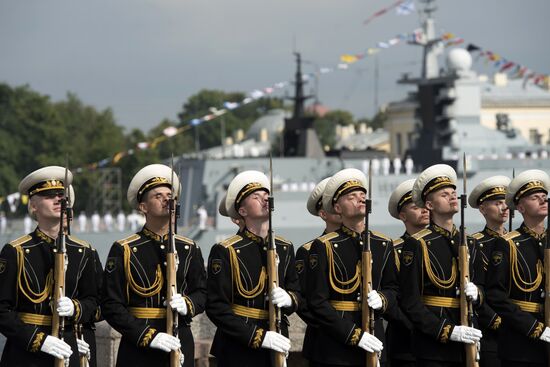 Dress rehearsal of Navy Day Parade in St. Petersburg