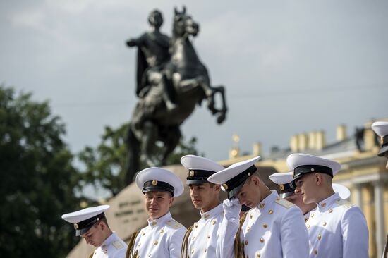 Dress rehearsal of Navy Day Parade in St. Petersburg