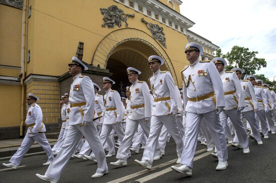 Dress rehearsal of Navy Day Parade in St. Petersburg